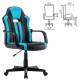 Кресло компьютерное  "Stripe GM-202", экокожа, черное/голубое, 532509. Фото товара с разных ракурсов.