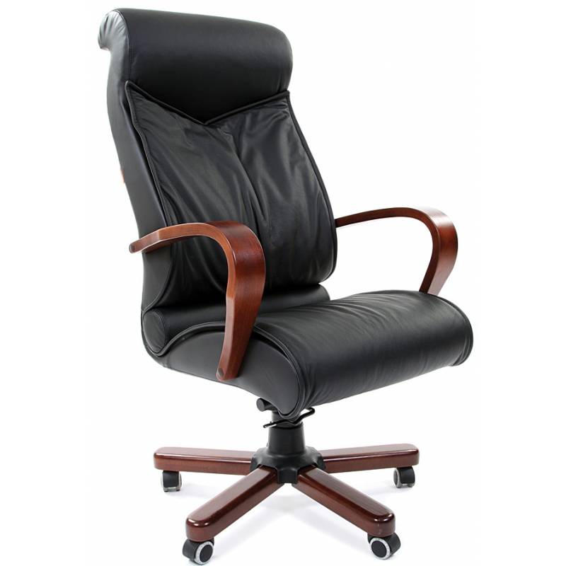 Кресло СHAIRMAN 420 WD (черная кожа, дерево) главное фото
